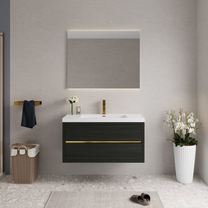 42" Aurelia - Floating Bathroom Vanity, Espresso Wood V15-42EW
