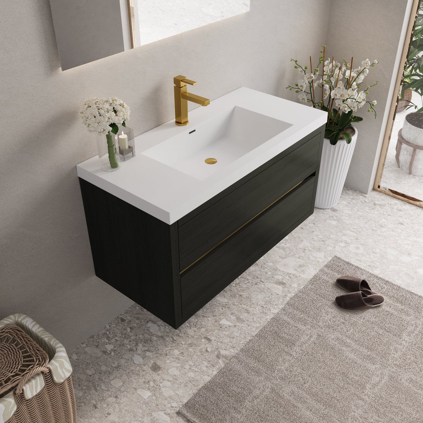 42" Aurelia - Floating Bathroom Vanity, Espresso Wood V15-42EW