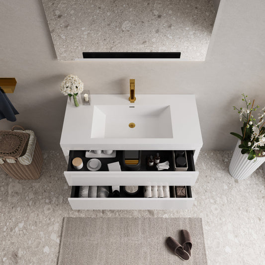 42" Aurelia - Floating Bathroom Vanity, Glossy White V15-42GW