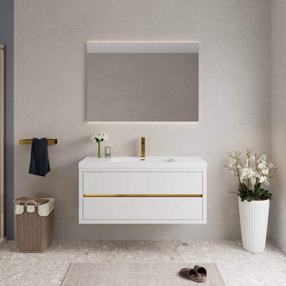 48" Aurelia - Floating Bathroom Vanity, Glossy White V15-48GW