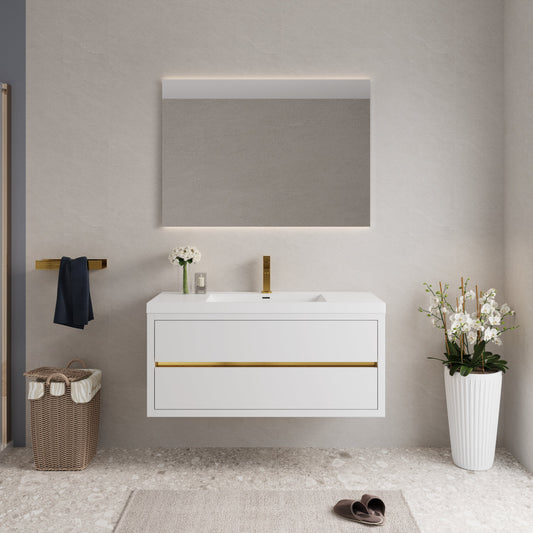 48" Aurelia - Floating Bathroom Vanity, Glossy White V15-48GW