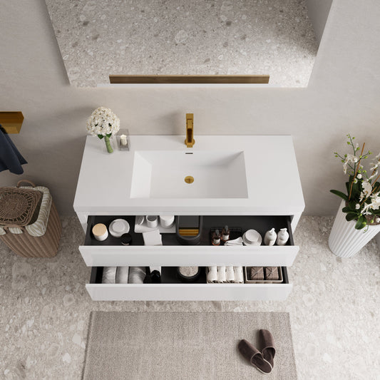 48" Aurelia - Floating Bathroom Vanity, Glossy White V15-48GW