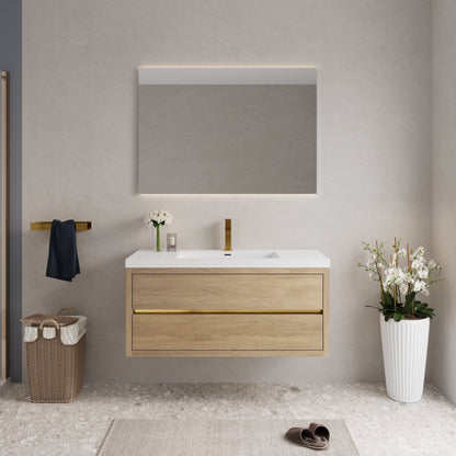 48" Aurelia - Floating Bathroom Vanity, Natural Oak V15-48NO