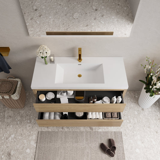 48" Aurelia - Floating Bathroom Vanity, Natural Oak V15-48NO