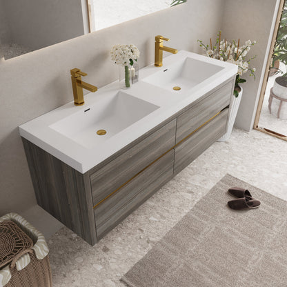 60" Aurelia - Floating Bathroom Vanity, Ash Grey V15-60DAG