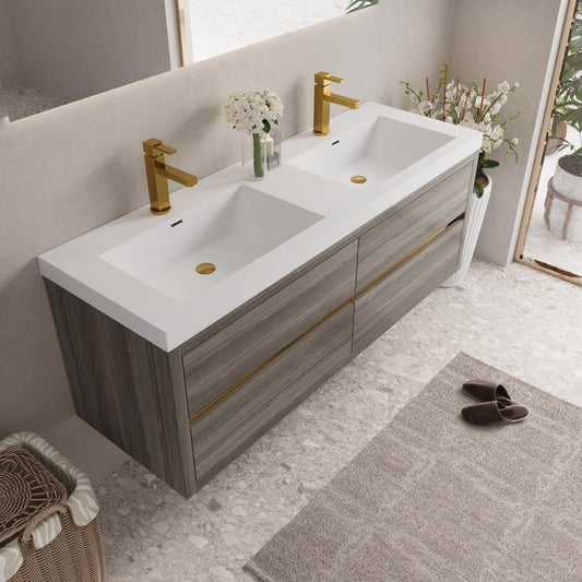 60" Aurelia - Floating Bathroom Vanity, Ash Grey V15-60DAG