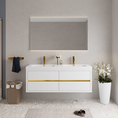 60" Aurelia - Floating Bathroom Vanity, Glossy White V15-60DGW