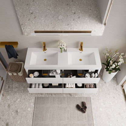 60" Aurelia - Floating Bathroom Vanity, Glossy White V15-60DGW