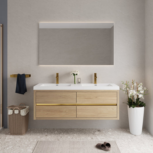 60" Aurelia - Floating Bathroom Vanity, Natural Oak V15-60DNO
