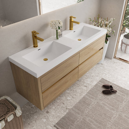 60" Aurelia - Floating Bathroom Vanity, Natural Oak V15-60DNO