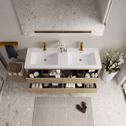 60" Aurelia - Floating Bathroom Vanity, Natural Oak V15-60DNO