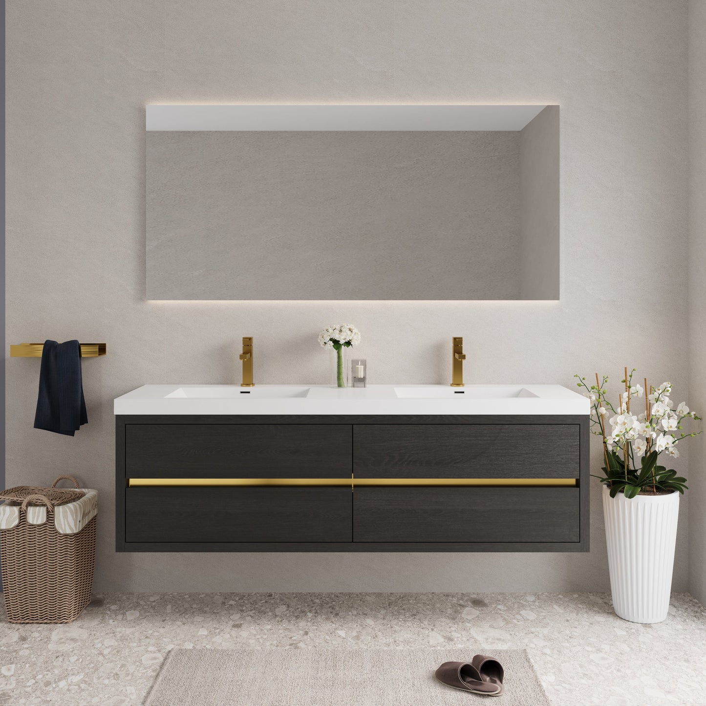 72" Aurelia - Floating Bathroom Vanity Espresso Wood V15-72EW