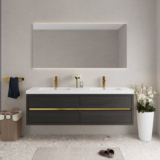 72" Aurelia - Floating Bathroom Vanity Espresso Wood V15-72EW