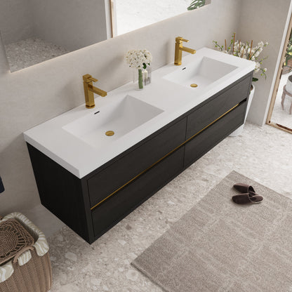 72" Aurelia - Floating Bathroom Vanity Espresso Wood V15-72EW