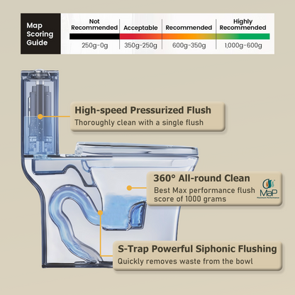One-Piece Toilet, Dual Flush 1.1/1.6 GPF, Light  Grey T01-LG