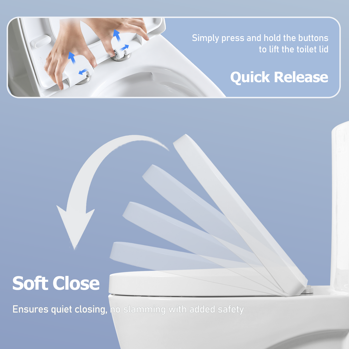 One-Piece Toilet, Dual Flush 1.1/1.6 GPF, Glossy White T01-GW