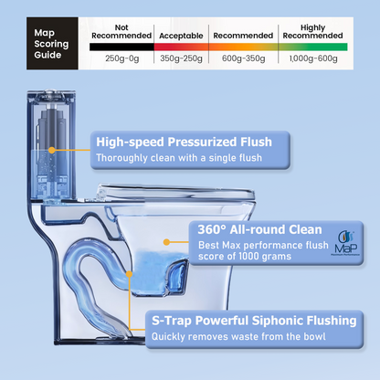 One-Piece Toilet, Dual Flush 1.1/1.6 GPF, Glossy White T01-GW