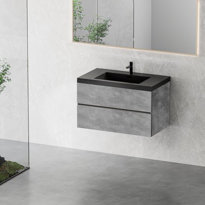 36" Edi - Modern Wall-mounted Bathroom Vanity V12-36GR