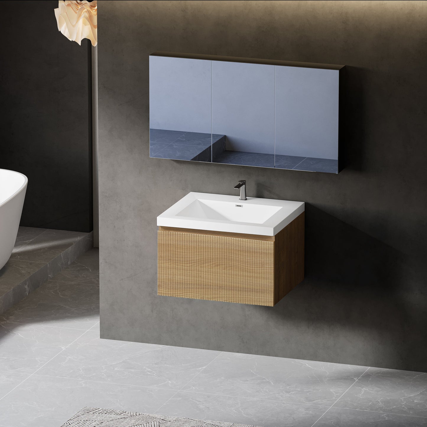 24" Liner - Floating Bathroom Vanity, Natural Oak V16-24NOW