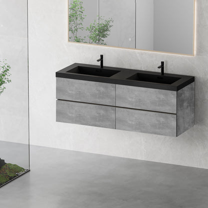 60" Edi - Modern Wall-mounted Bathroom Vanity V12-60GR