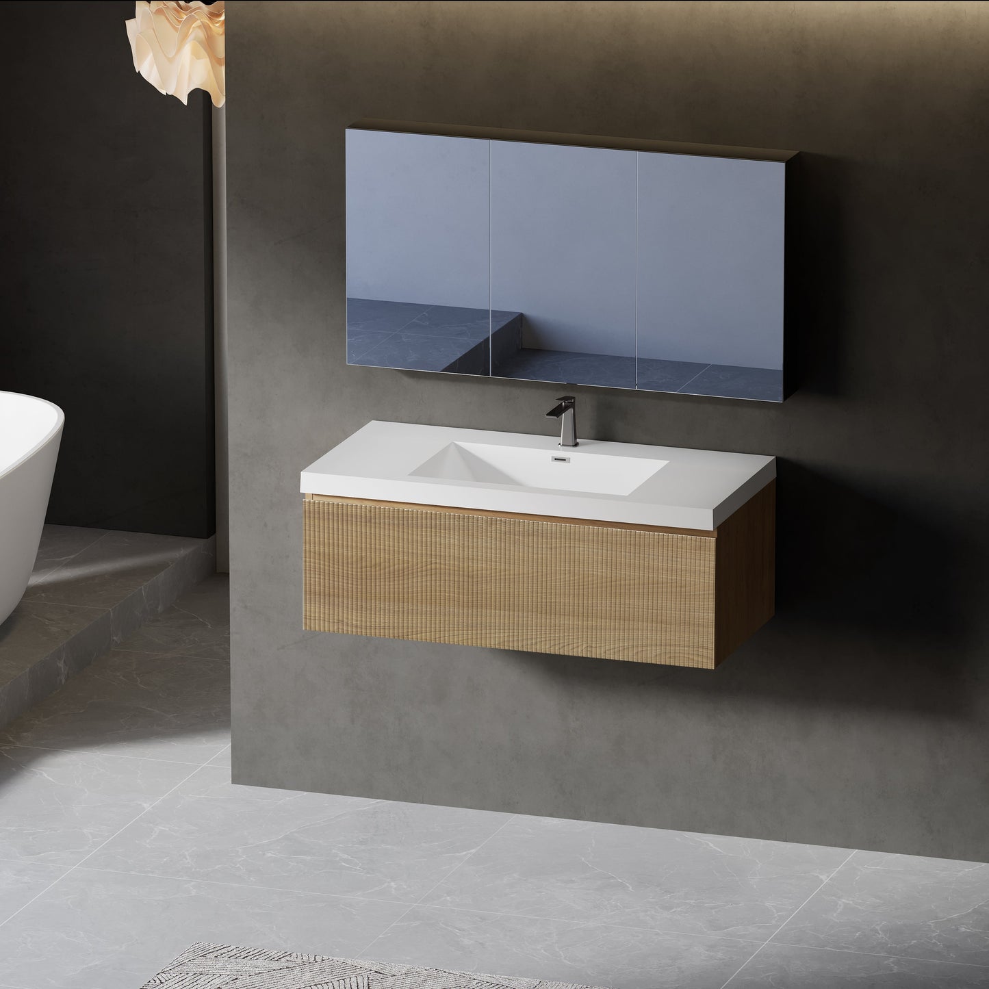 42" Liner - Floating Bathroom Vanity, Natural Oak V16-42NOW