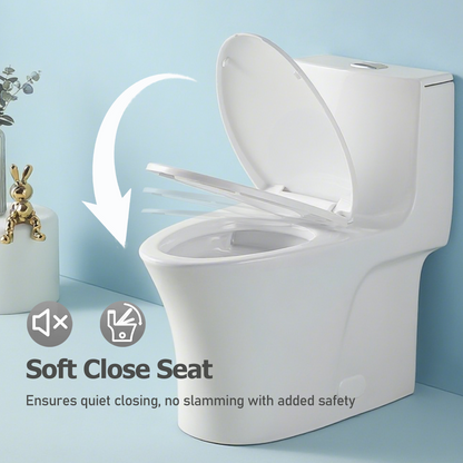 One-Piece Toilet, Dual Flush 1.1/1.6 GPF, Glossy White T02-GW