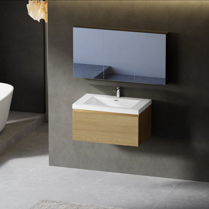 30" Liner - Floating Bathroom Vanity, Natural Oak V16-30NOW