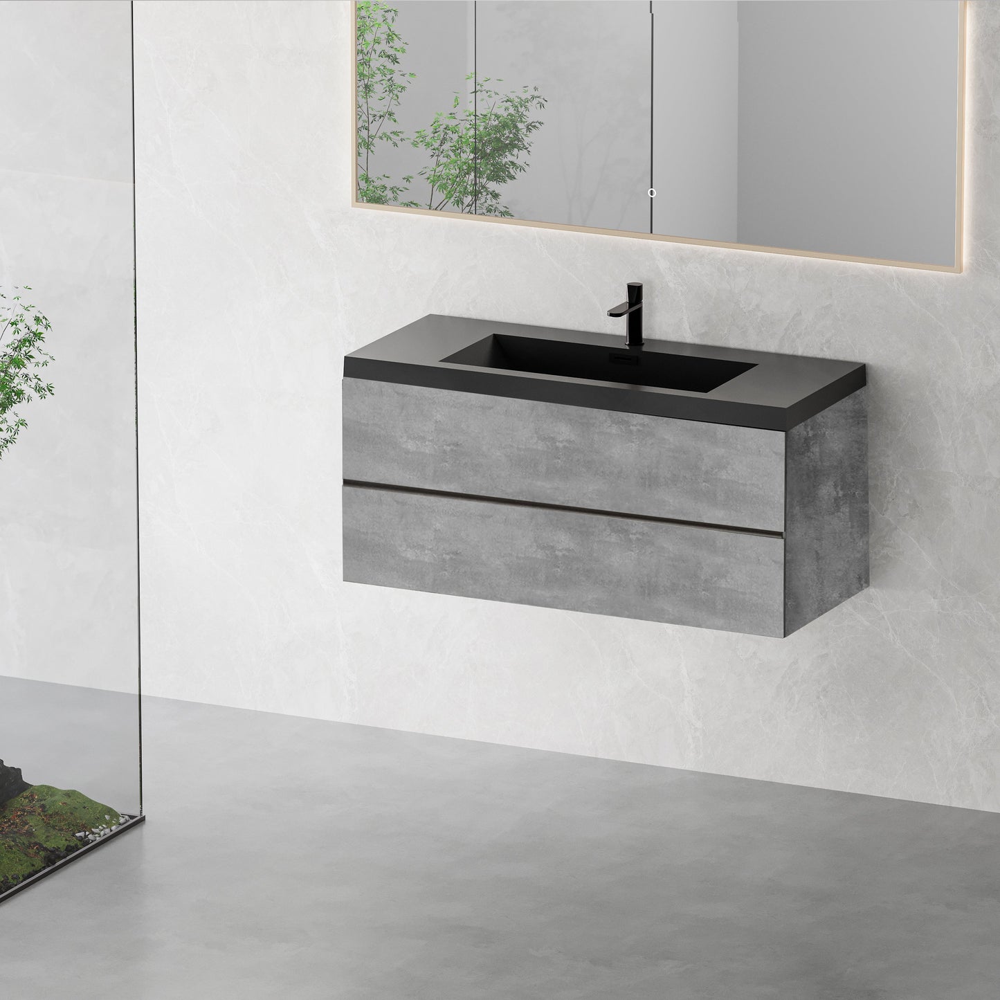 48" Edi - Modern Wall-mounted Bathroom Vanity V12-48GR