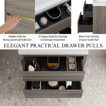 30" Aurelia - Floating Bathroom Vanity, Ash Grey V15-30AG