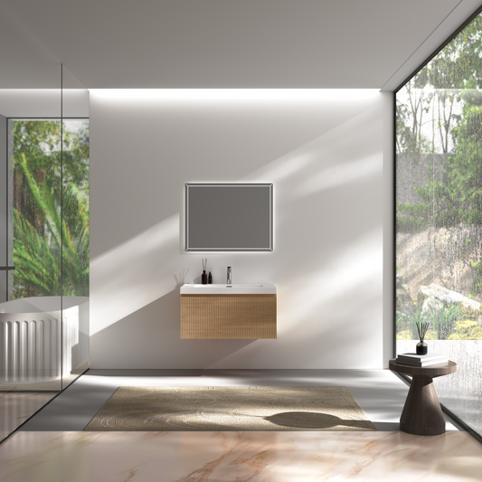 30" Liner - Floating Bathroom Vanity, Natural Oak V16-30NOW