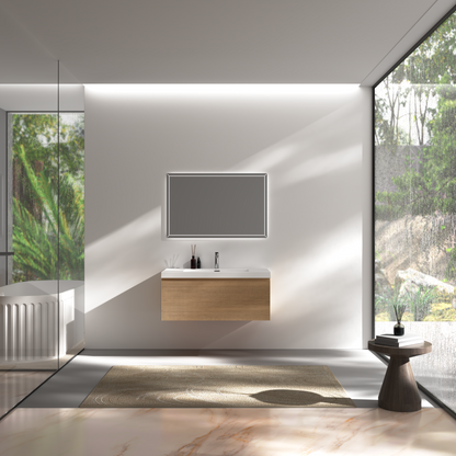 36" Liner - Floating Bathroom Vanity, Natural Oak V16-36NOW