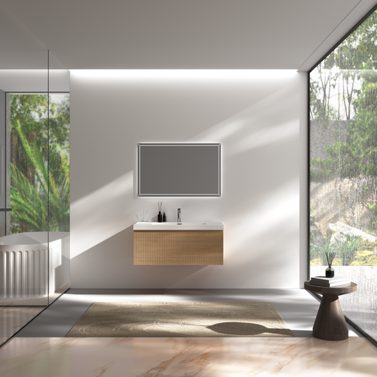 36" Liner - Floating Bathroom Vanity, Natural Oak V16-36NOW