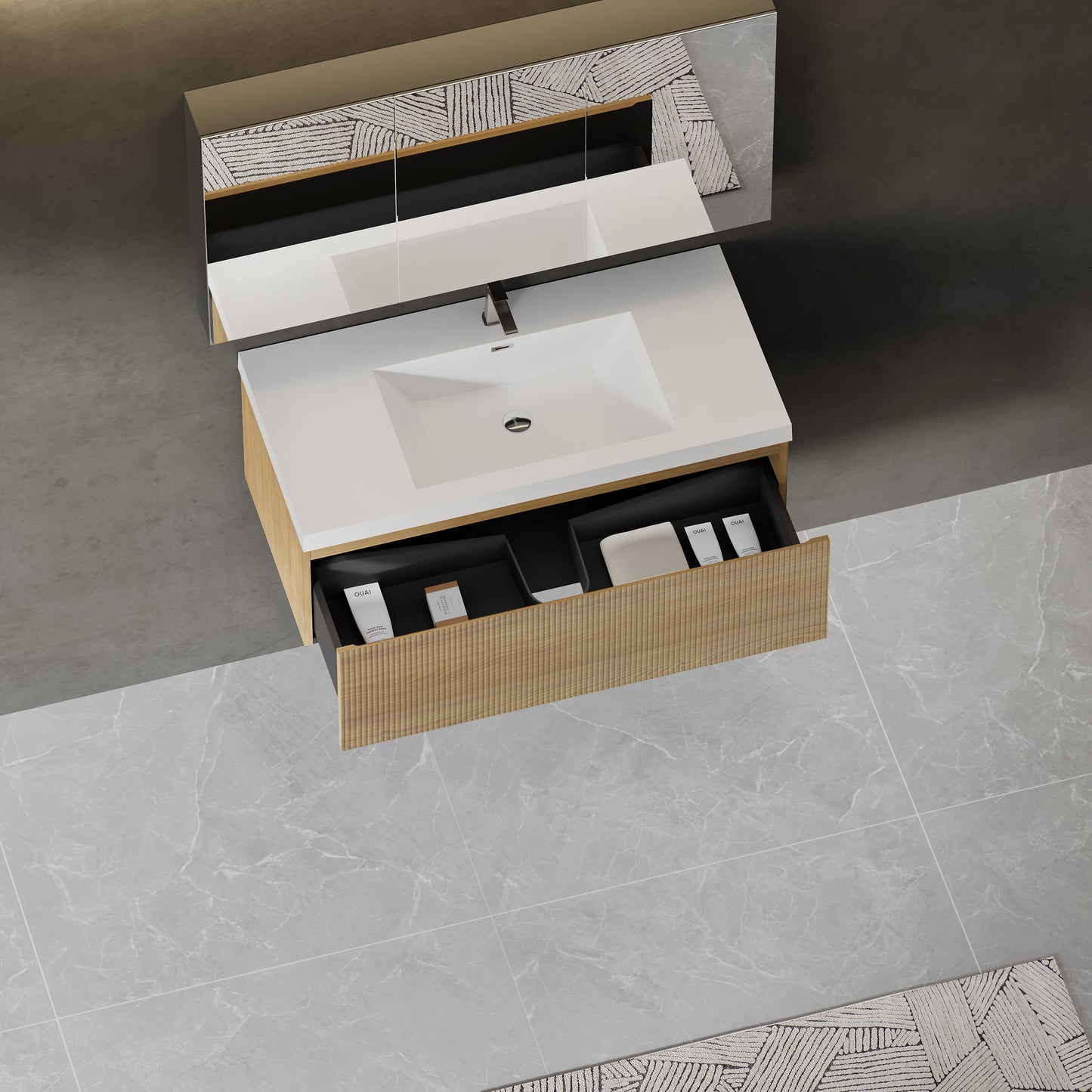 42" Liner - Floating Bathroom Vanity, Natural Oak V16-42NOW