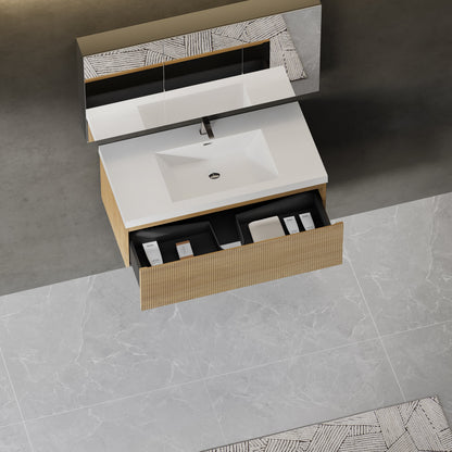 42" Liner - Floating Bathroom Vanity, Natural Oak V16-42NOW