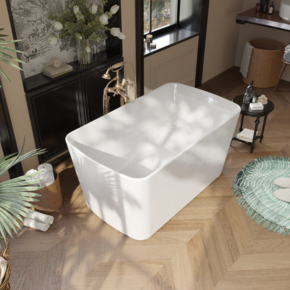 49" Acrylic Freestanding Japanese Sit-in Soaking Bathtub, Glossy White AMA-49