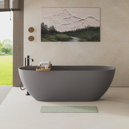 59" Freestanding Stone Resin Deep Soaking Bathtub S03-59