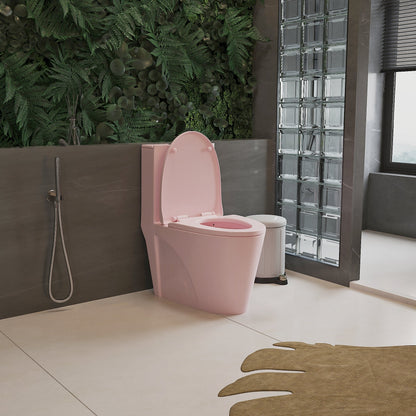One-Piece Toilet, Dual Flush 1.1/1.6 GPF, Pink Rose T01-RS