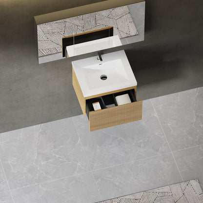 24" Liner - Floating Bathroom Vanity, Natural Oak V16-24NOW