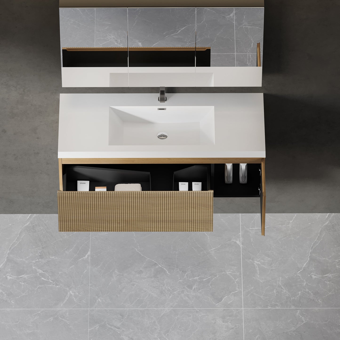 48" Liner - Floating Bathroom Vanity, Natural Oak V16-48NOW