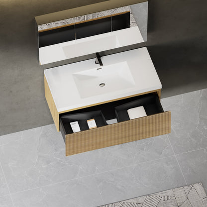 36" Liner - Floating Bathroom Vanity, Natural Oak V16-36NOW