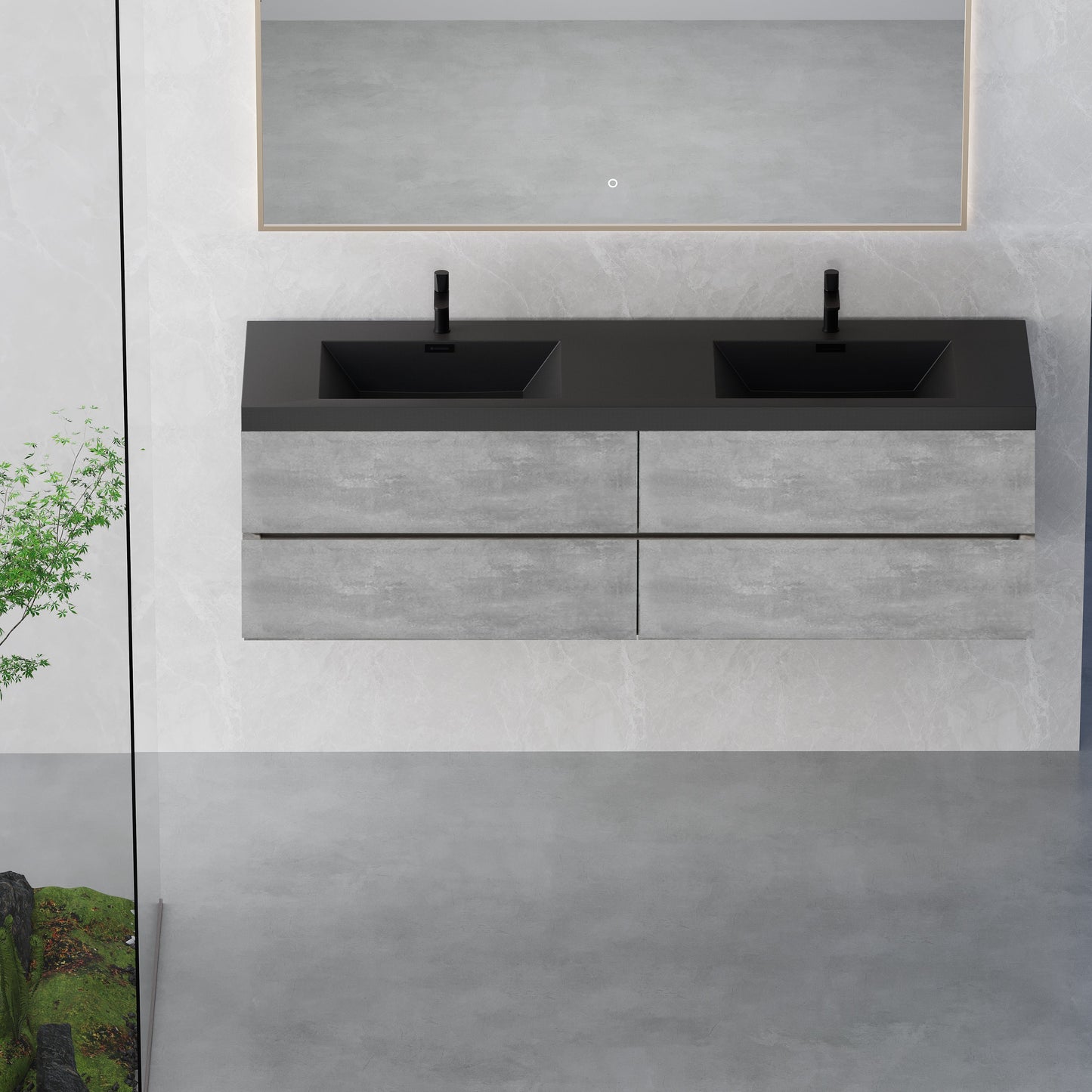 72" Edi - Modern Wall-mounted Bathroom Vanity V12-72GR