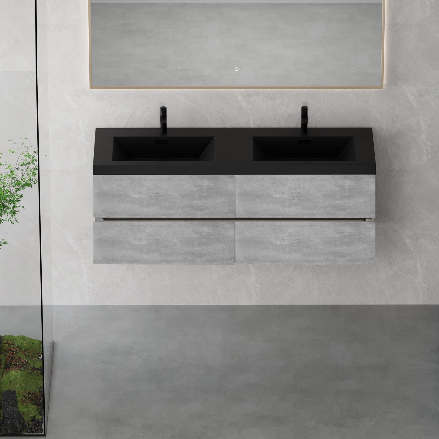 60" Edi - Modern Wall-mounted Bathroom Vanity V12-60GR