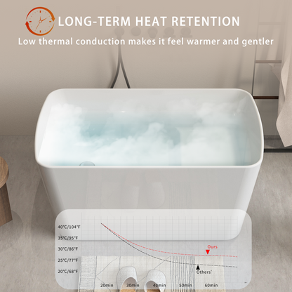 49" Acrylic Freestanding Japanese Sit-in Soaking Bathtub, Glossy White AMA-49
