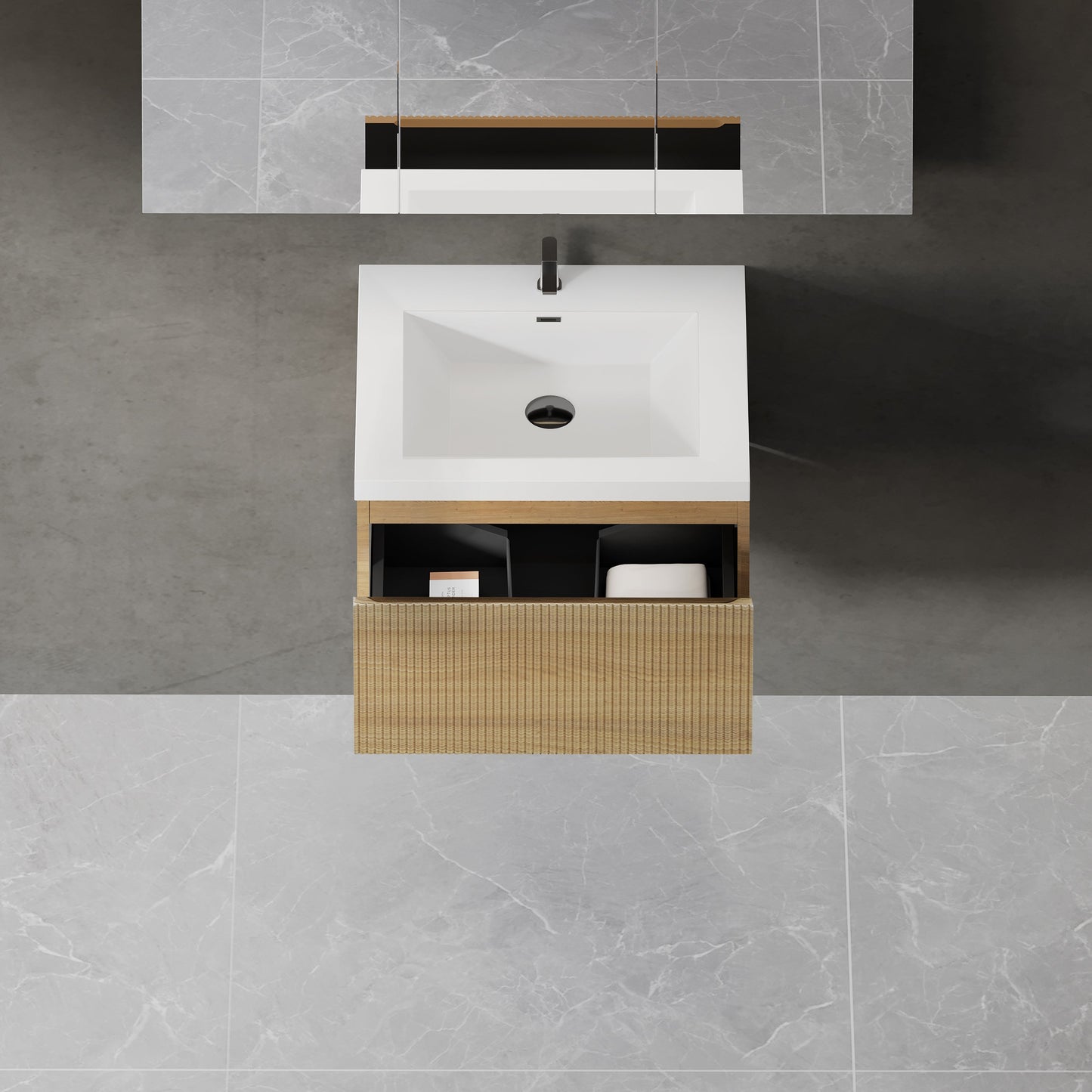 24" Liner - Floating Bathroom Vanity, Natural Oak V16-24NOW