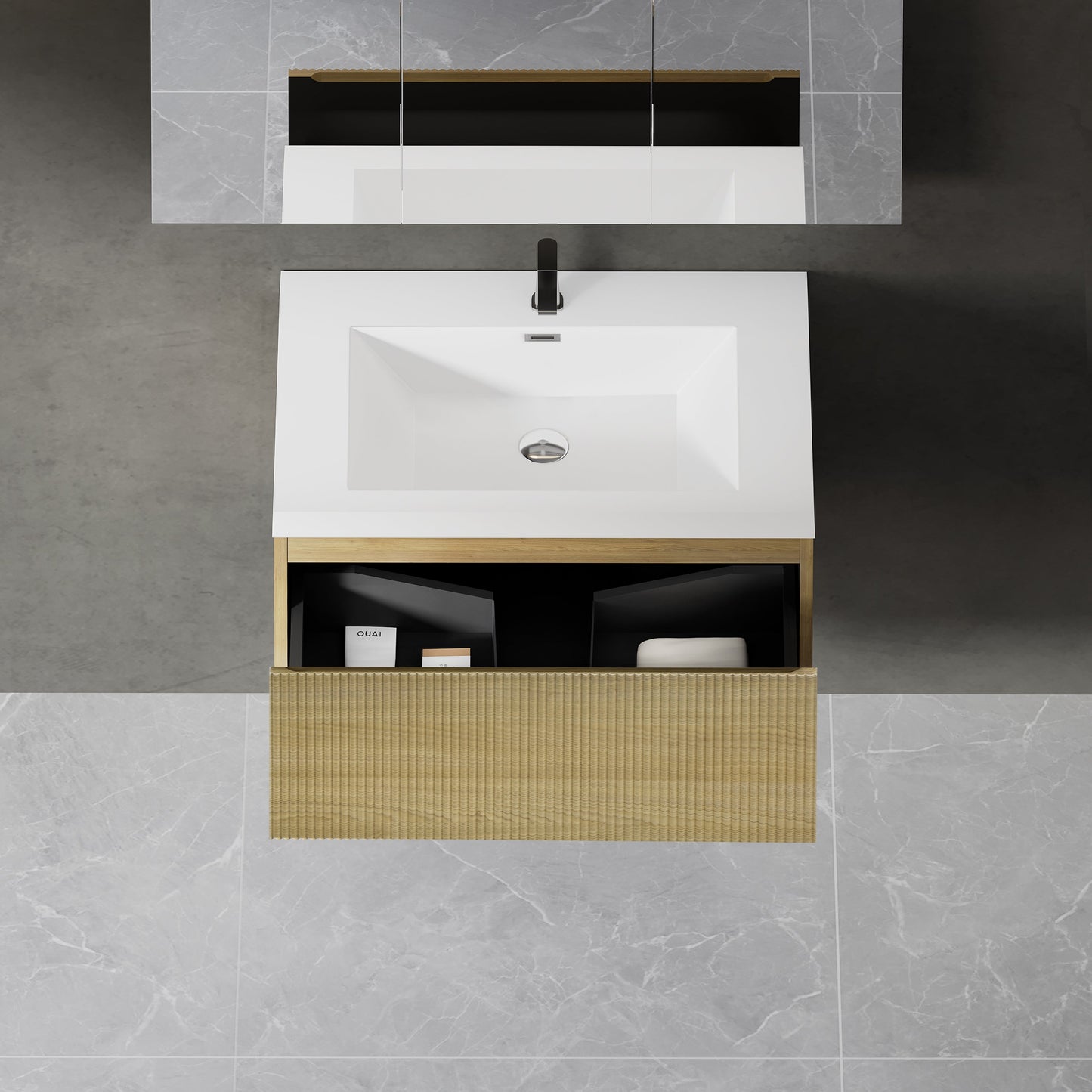 30" Liner - Floating Bathroom Vanity, Natural Oak V16-30NOW