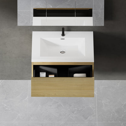 30" Liner - Floating Bathroom Vanity, Natural Oak V16-30NOW