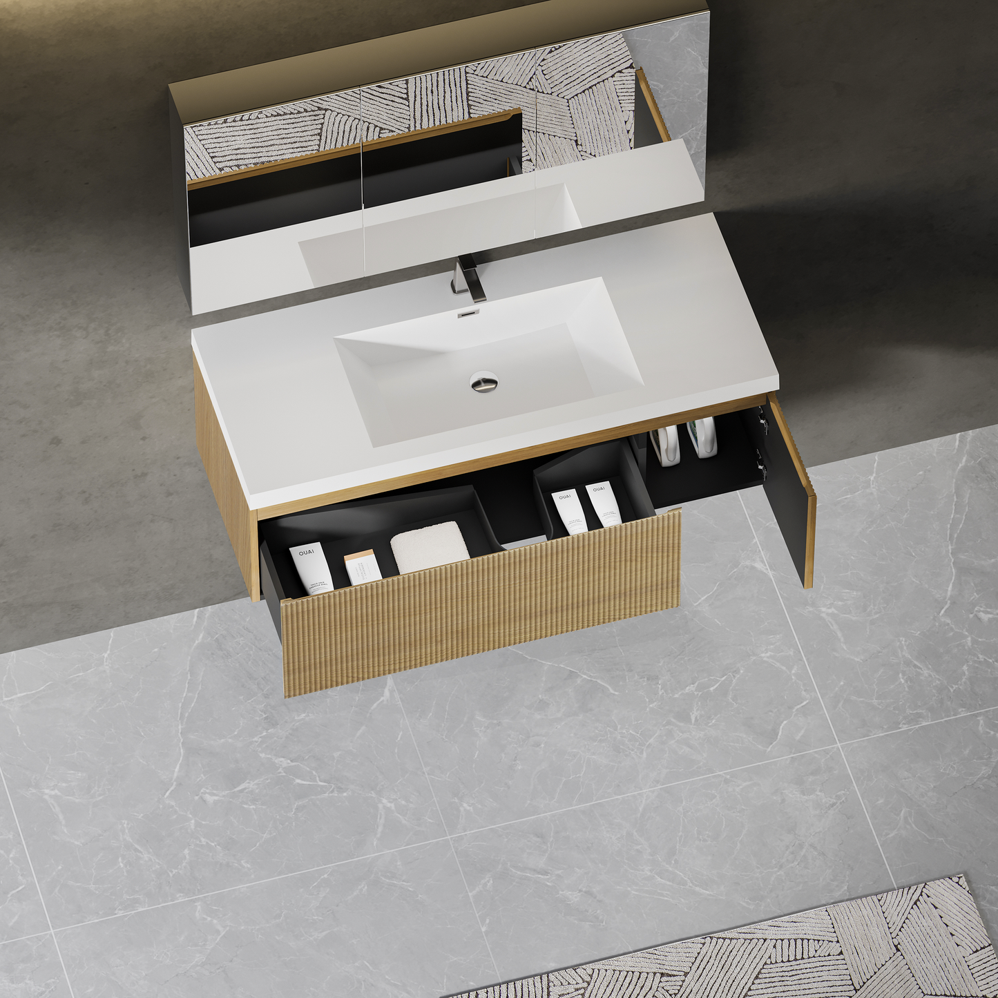 48" Liner - Floating Bathroom Vanity, Natural Oak V16-48NOW