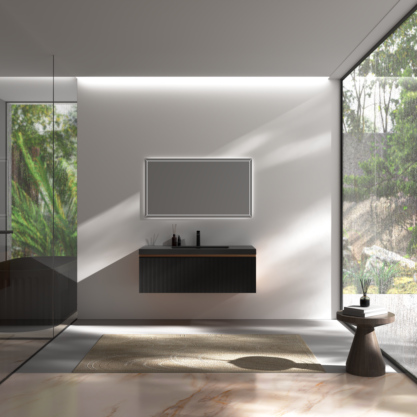42" Liner - Floating Bathroom Vanity Smoked Walnut & lnk Black V16-42WAB