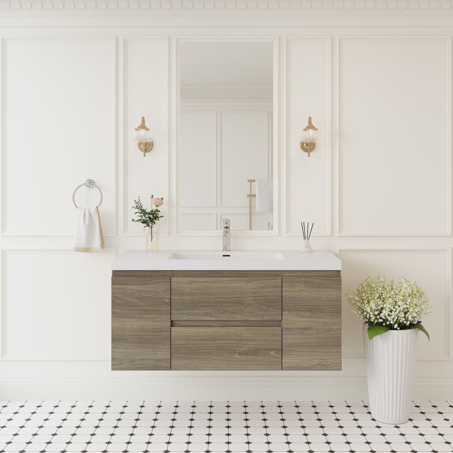48" Angela - Floating Bathroom Vanity Ash Grey V11-48AG