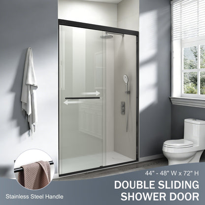 44" - 48" W x 72" H Semi-Frameless Double Sliding Shower Door, D03-48